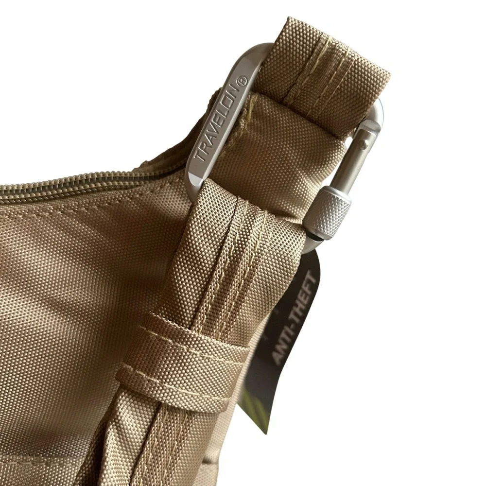 Travelon Anti- Theft RFID Blocking Crossbody Unisex Bag in Tan - Picture 3 of 14